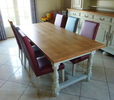 Table de salle à manger Louis XIV 2 tons